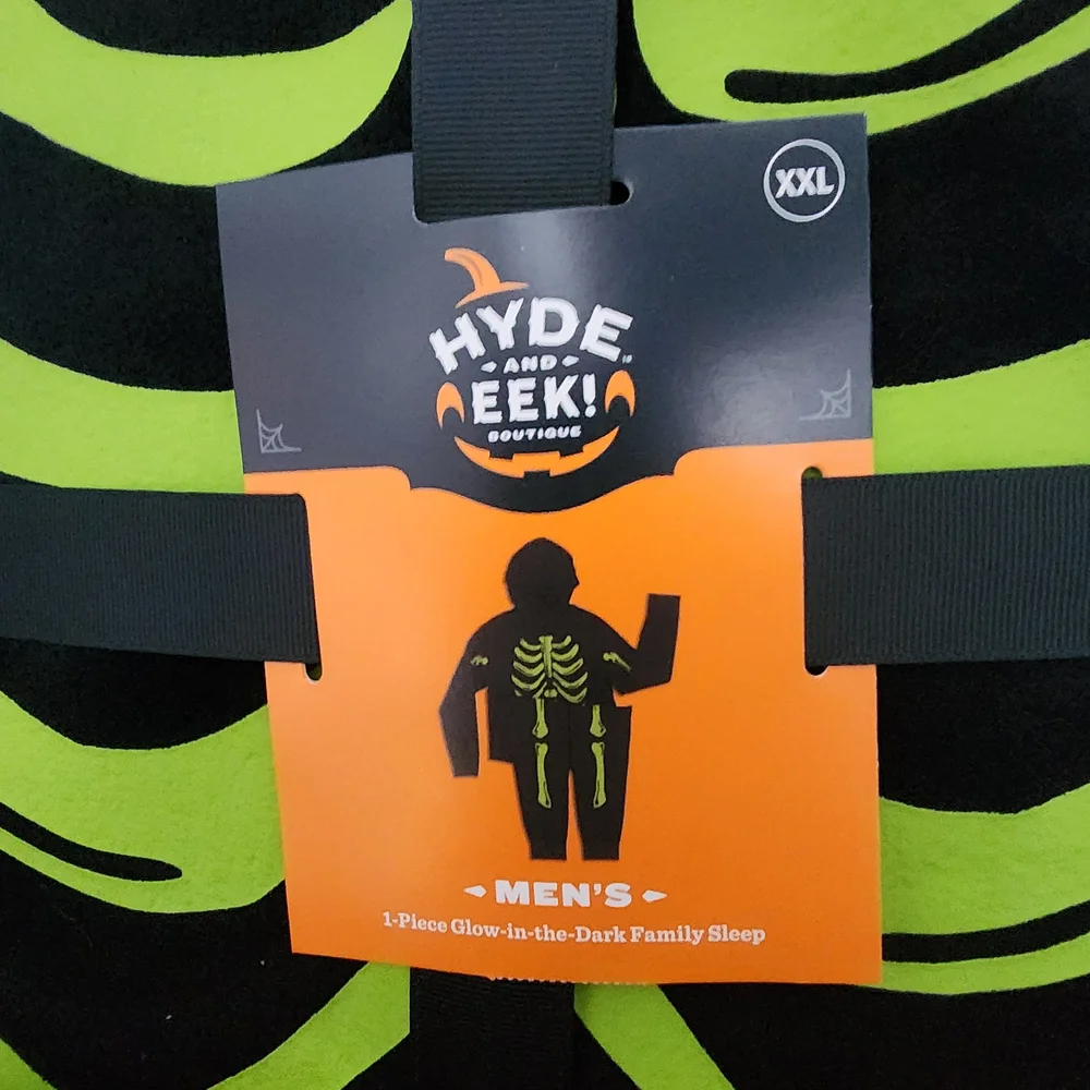 Hyde & Eek! Glow-in-the-Dark Skeleton Onesie XXL Union Suit Pajamas